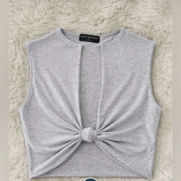 Naked Wardrobe Gray Twist Front Tank Top size XS - Picture 3 of 5